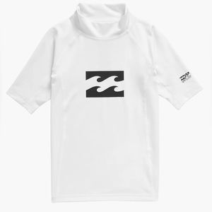 Billabong White All Day Unity Short Sleeve Rashguard Surf Tee Size XS NW…